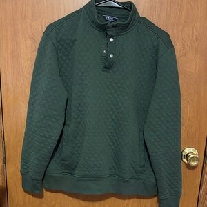 Izod Quilted Snap-Placket Pullover in Forest Green